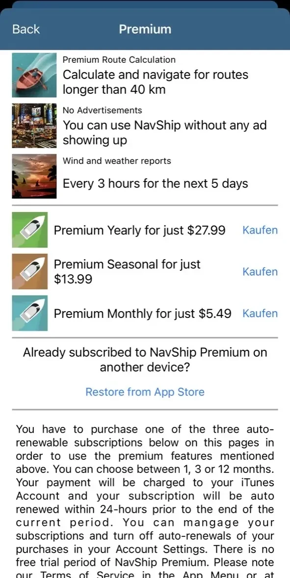 NavShip paywall screen