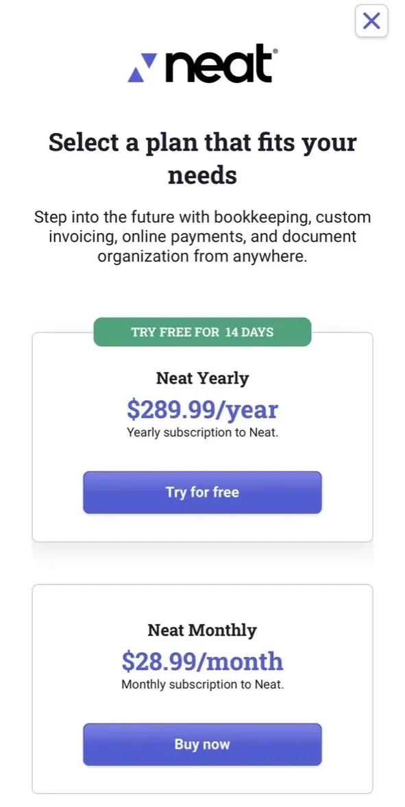 Neat paywall screen