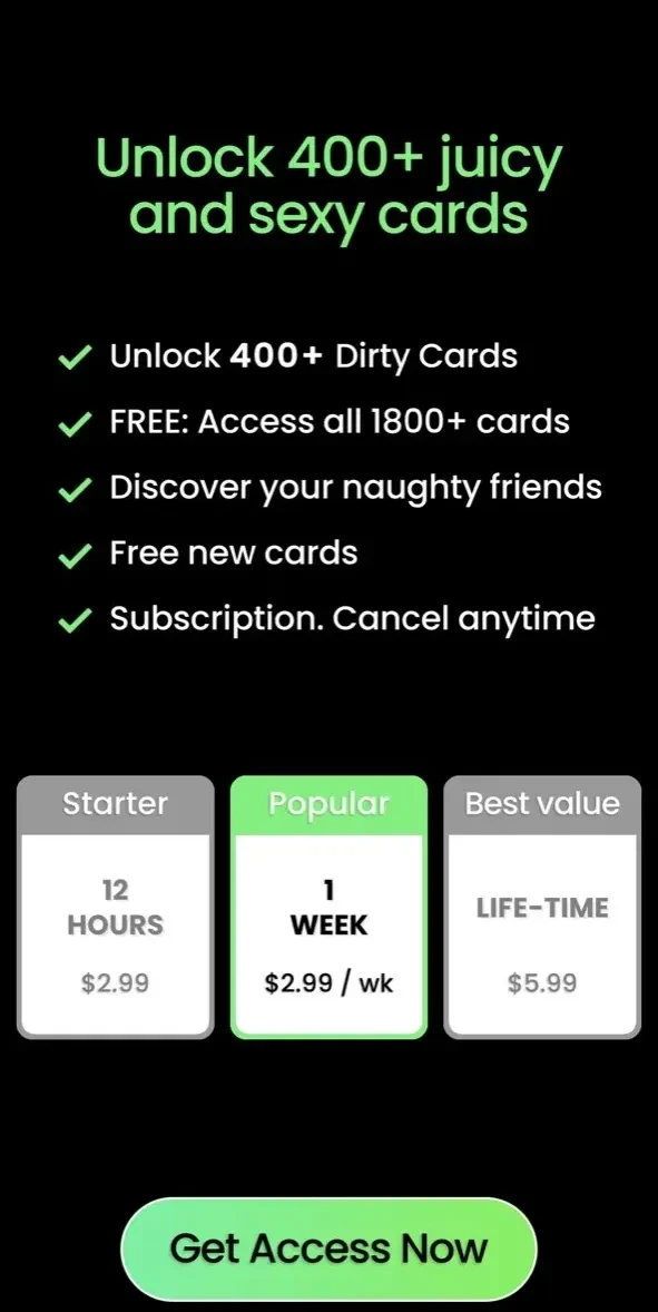 Never Have I Ever Dirty paywall screen
