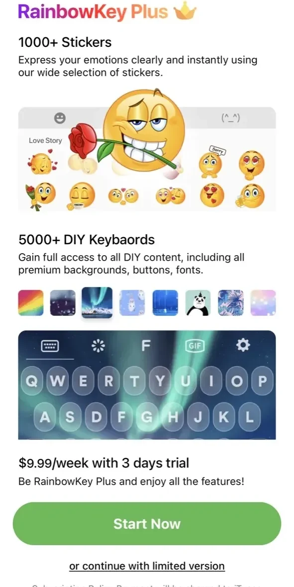 New Emoji & Fonts paywall screen