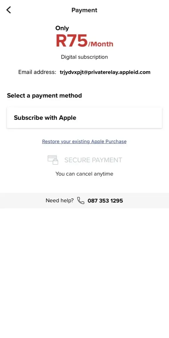News24 paywall screen
