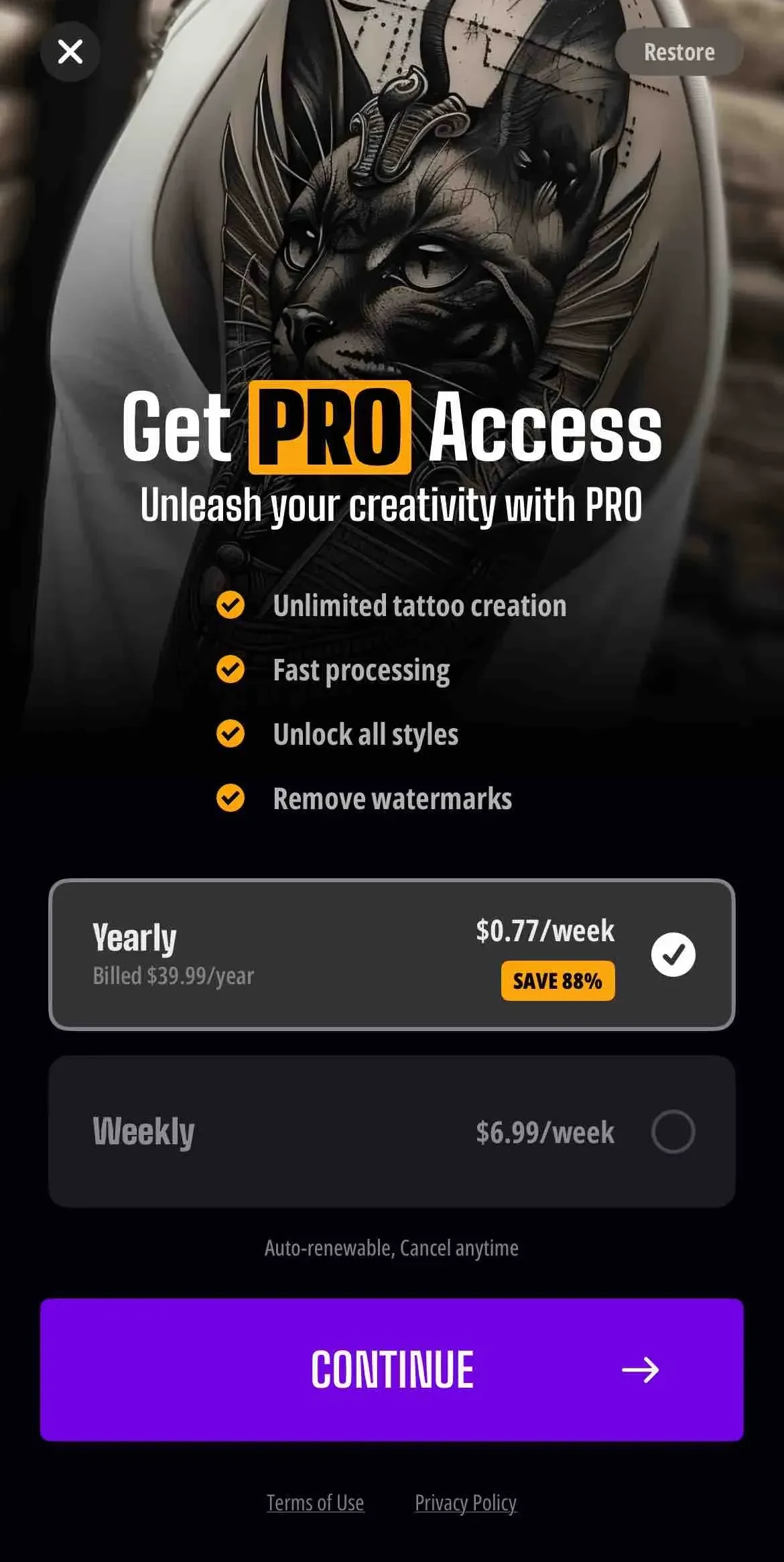 Next Ink paywall screen