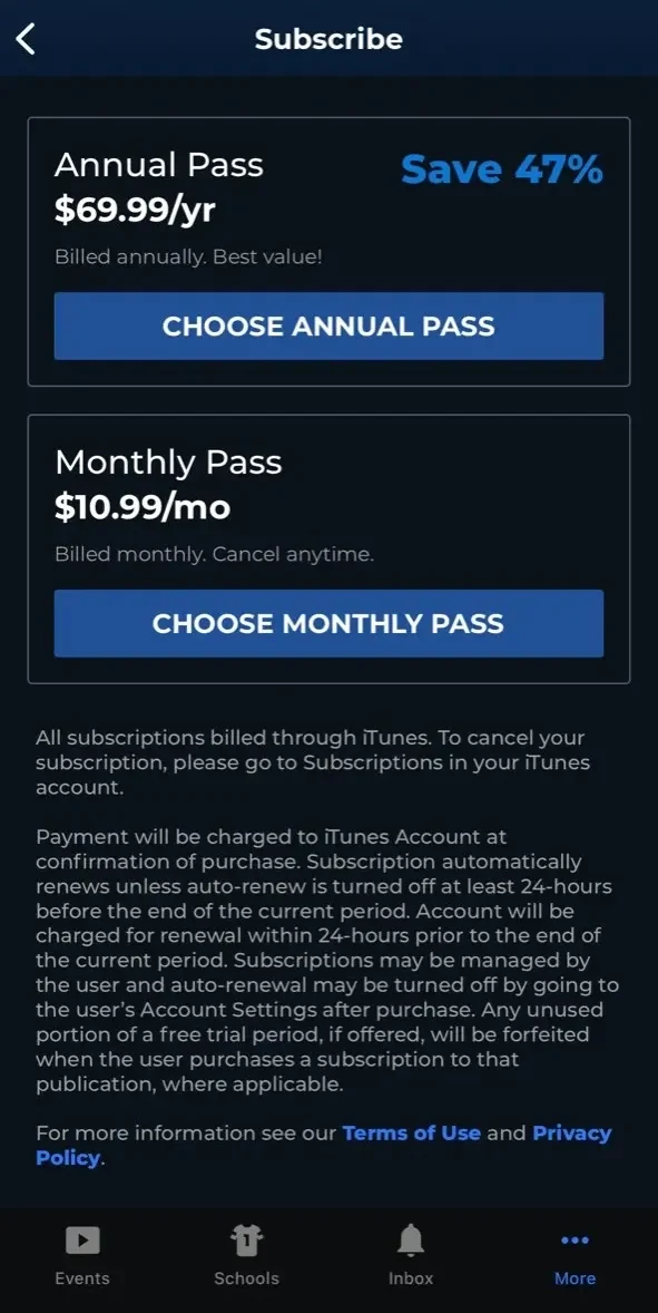 NFHS Network paywall screen