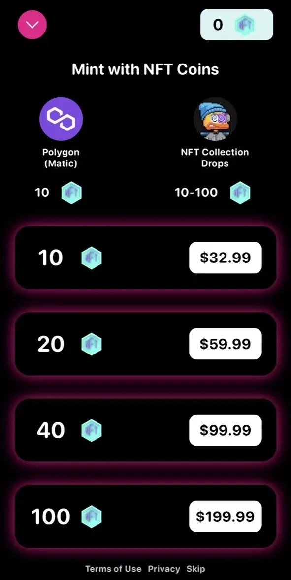 NFT Creator paywall screen