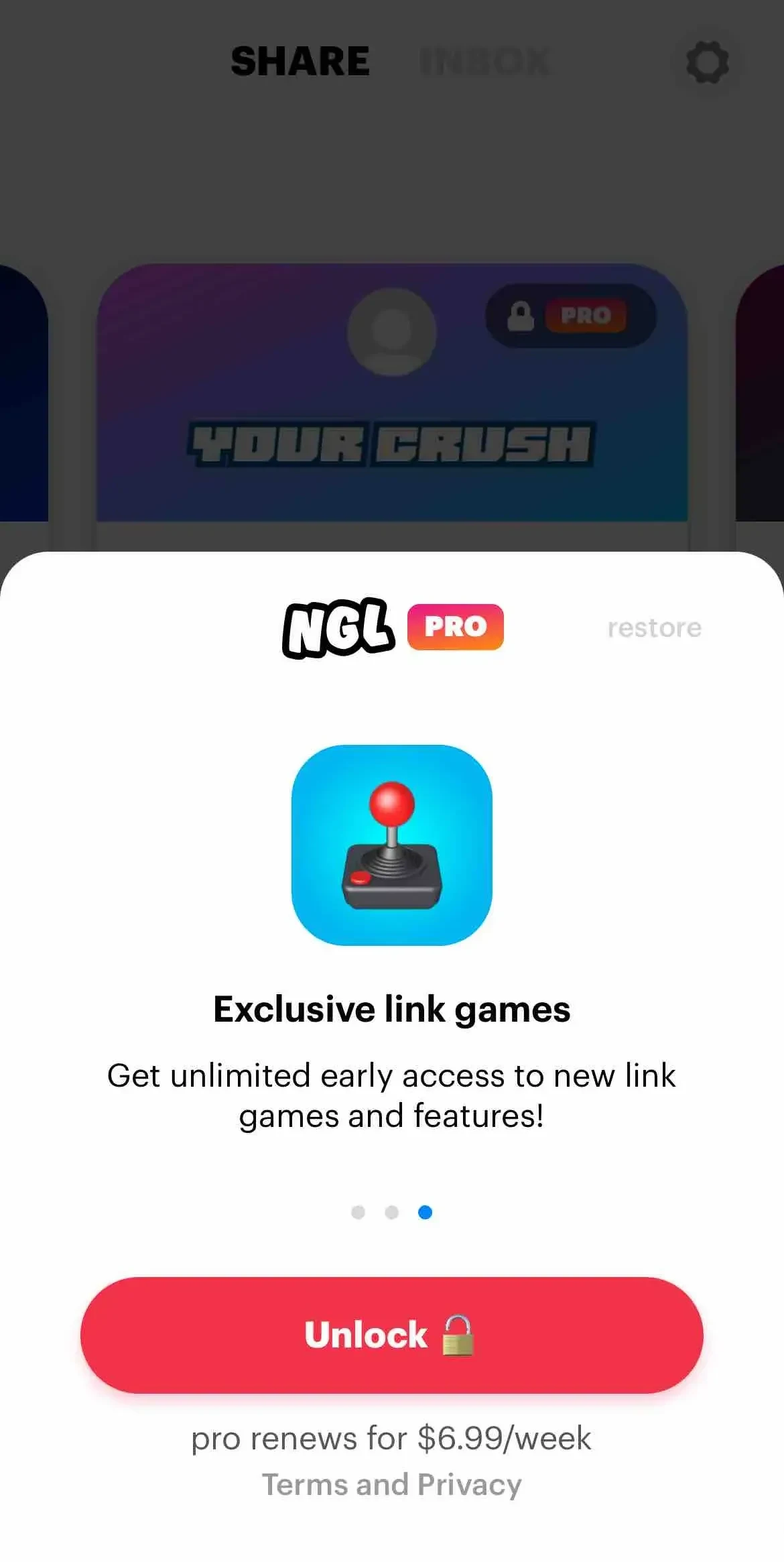 NGL paywall screen