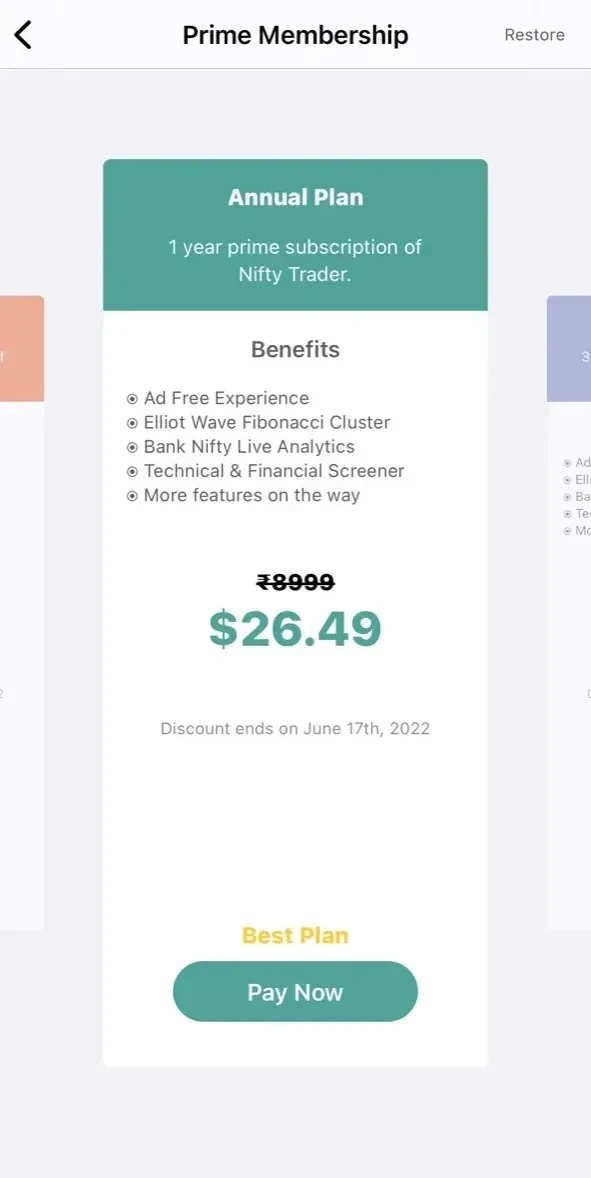 NiftyTrader paywall screen