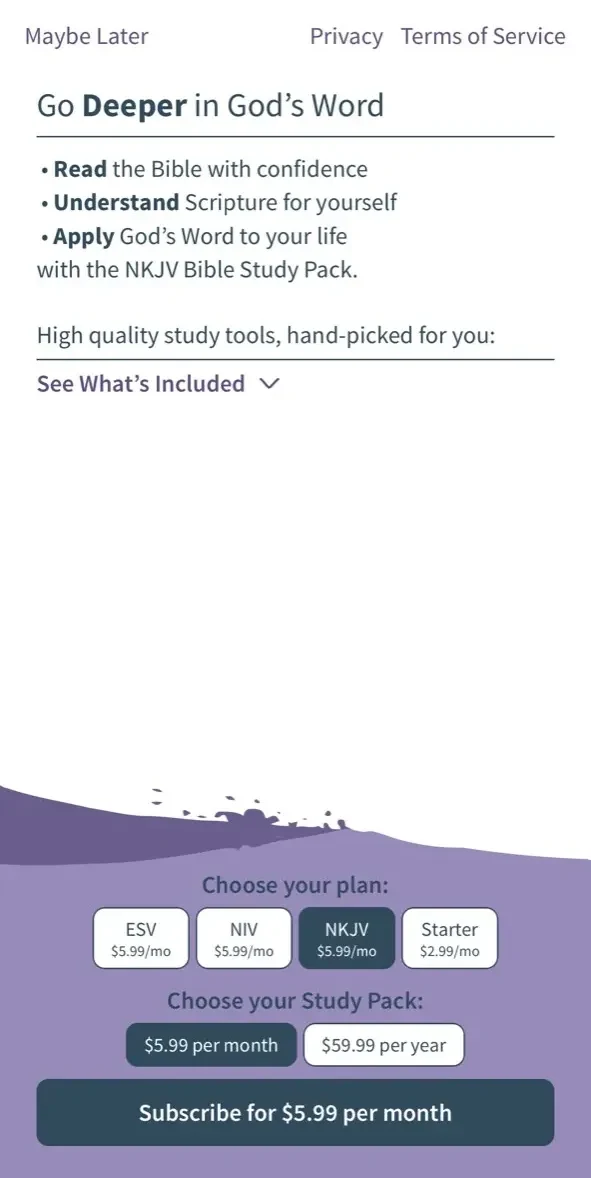 NKJV Bible paywall screen