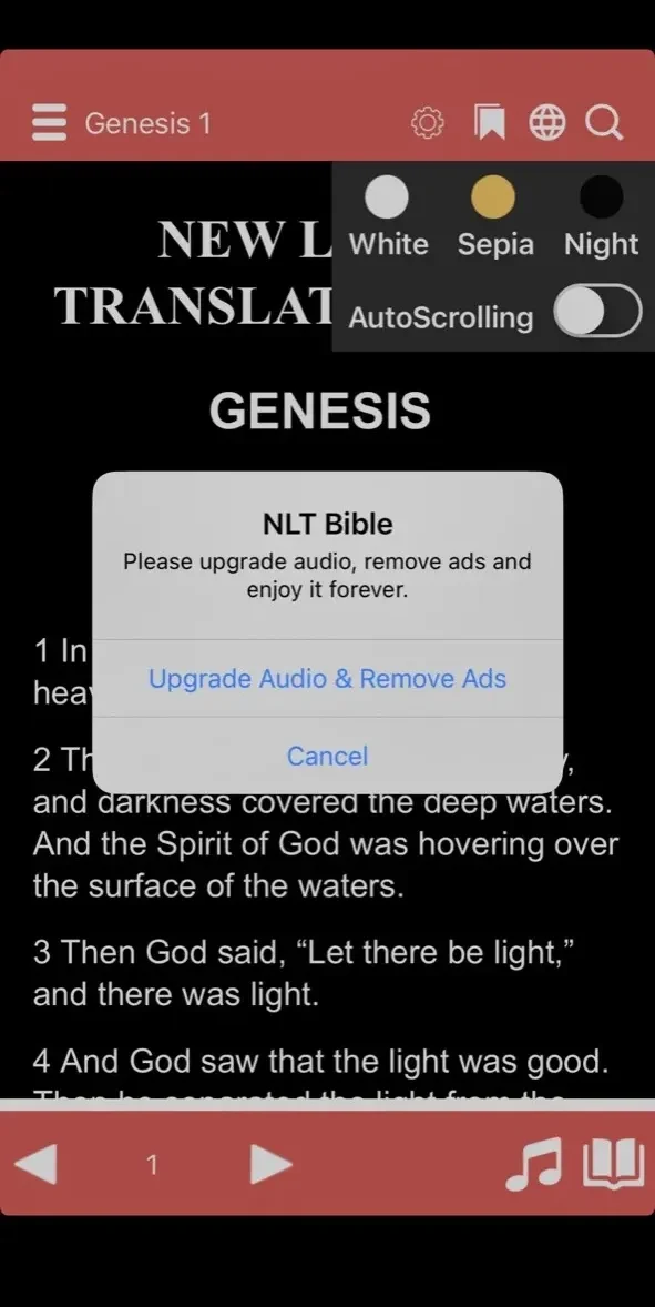 NLT Bible New Living Translation paywall screen