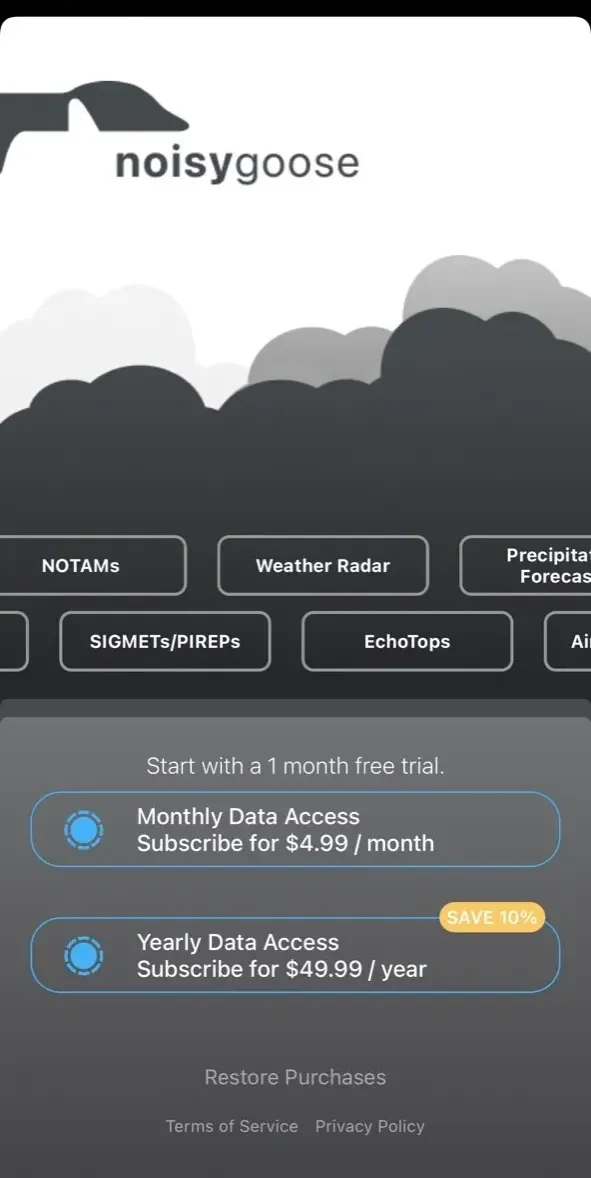 Noisy Goose paywall screen