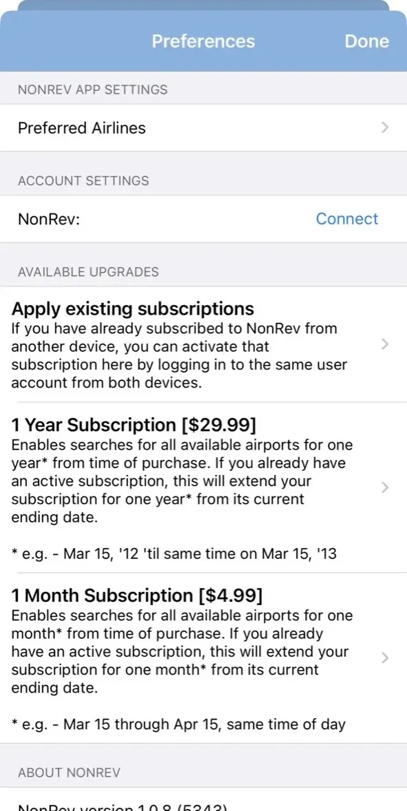 NonRev paywall screen