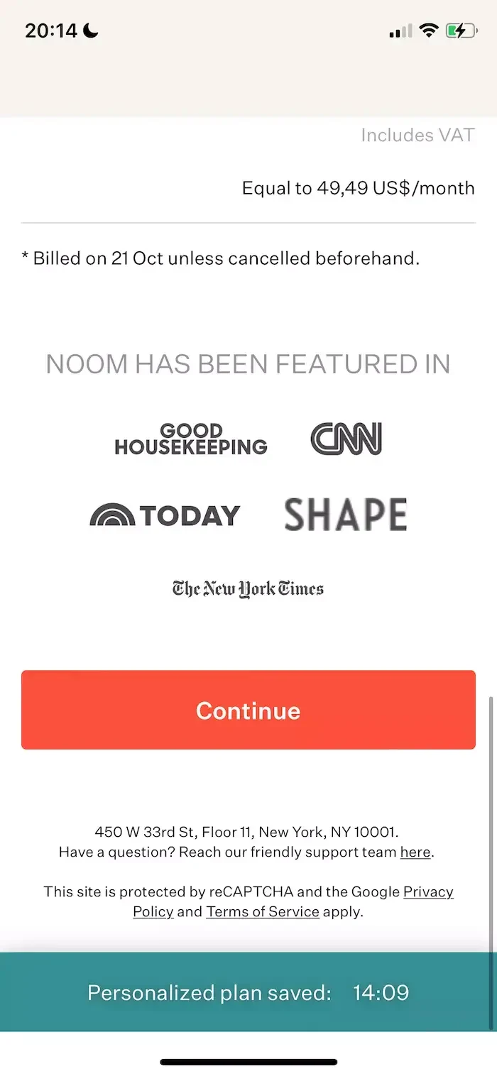 Noom Weight Loss paywall screen