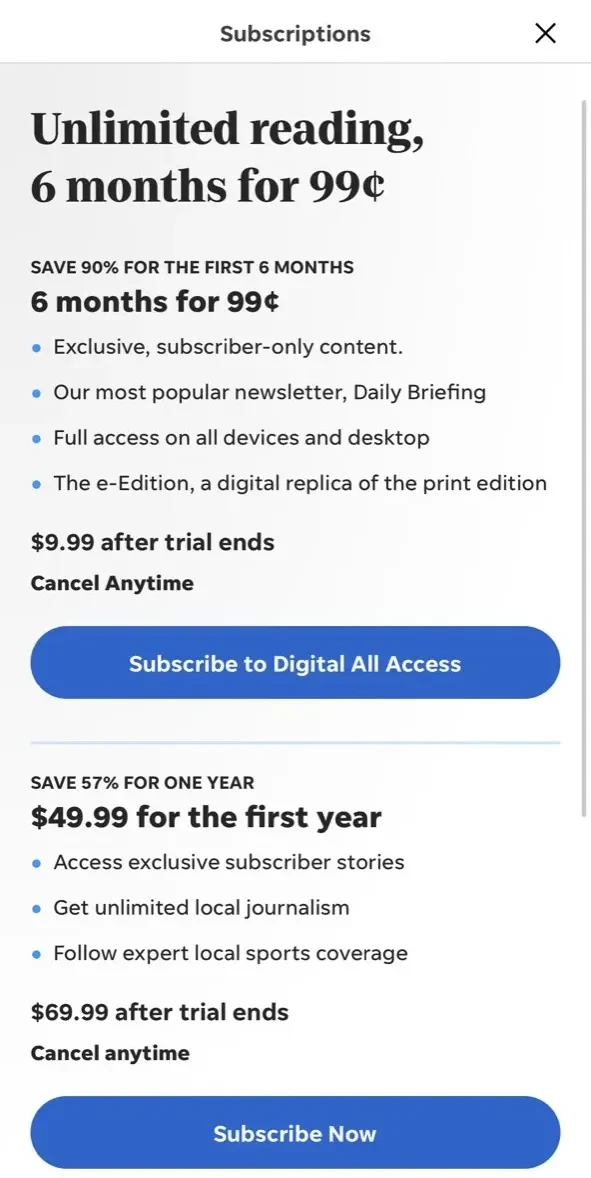 North Jersey paywall screen