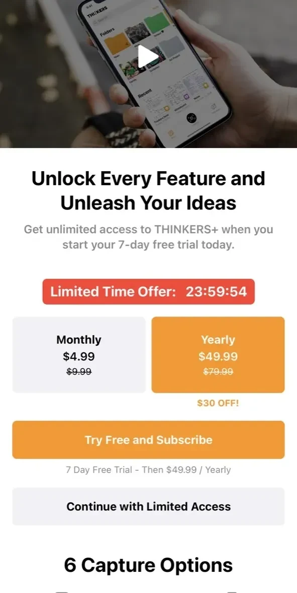 Note Taking paywall screen