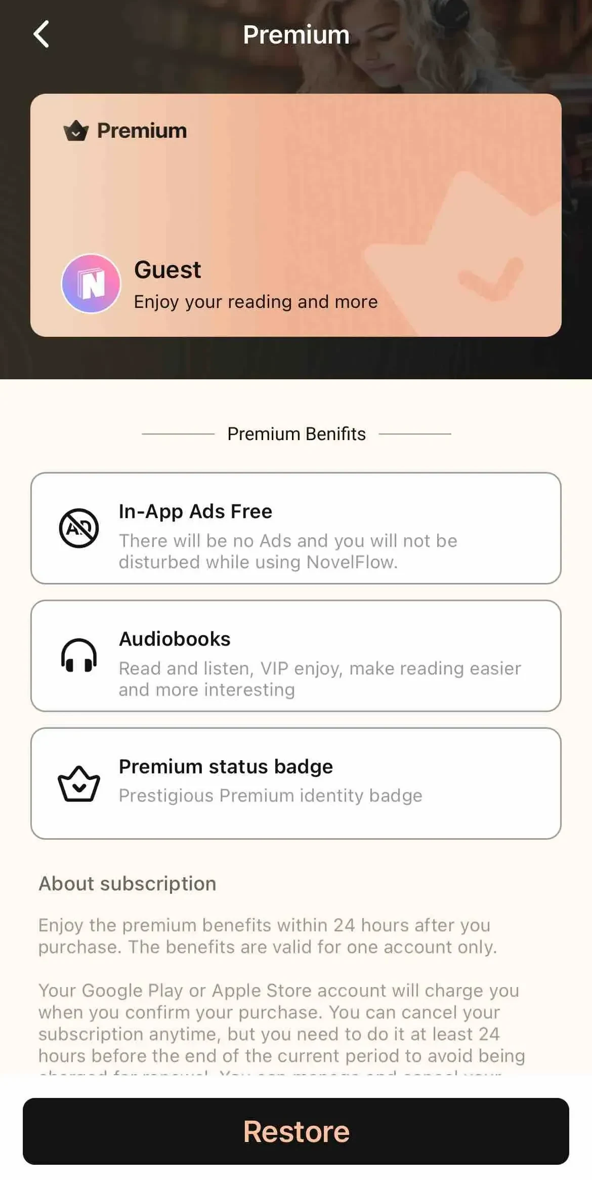 NovelFlow paywall screen