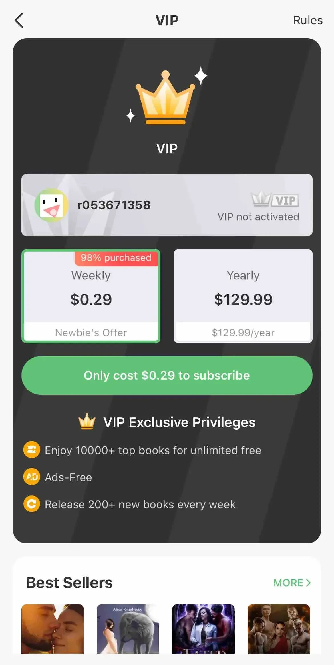 NovelWorld paywall screen