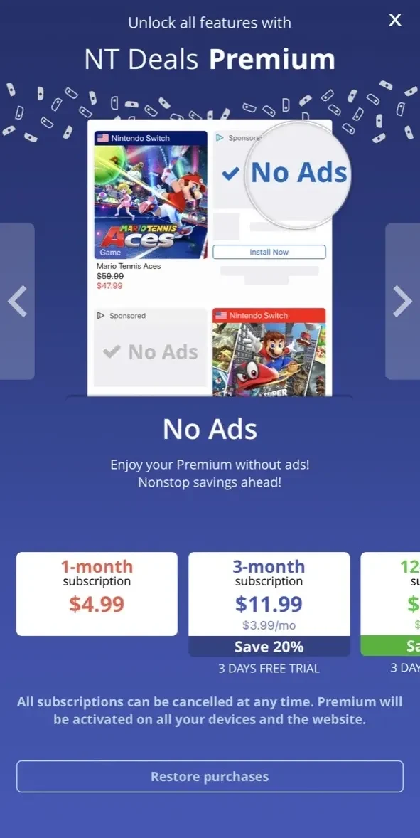 NT Deals paywall screen