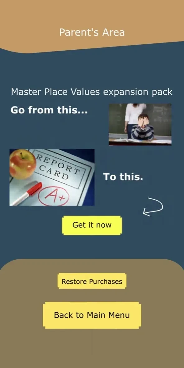 Number Place Value Math Game paywall screen
