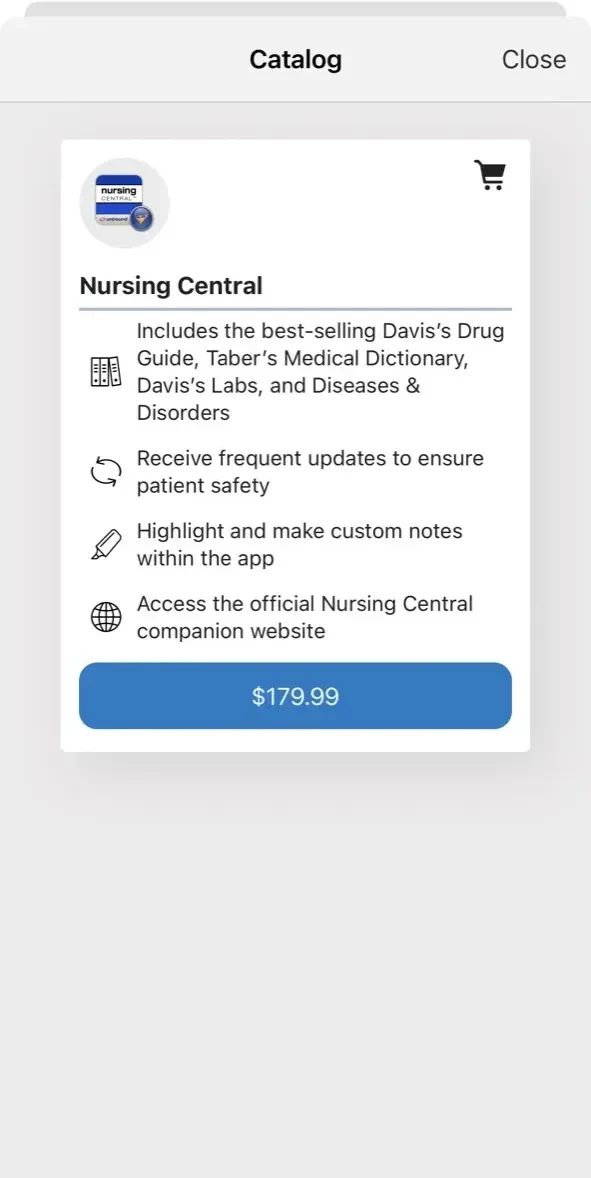 Nursing Central paywall screen