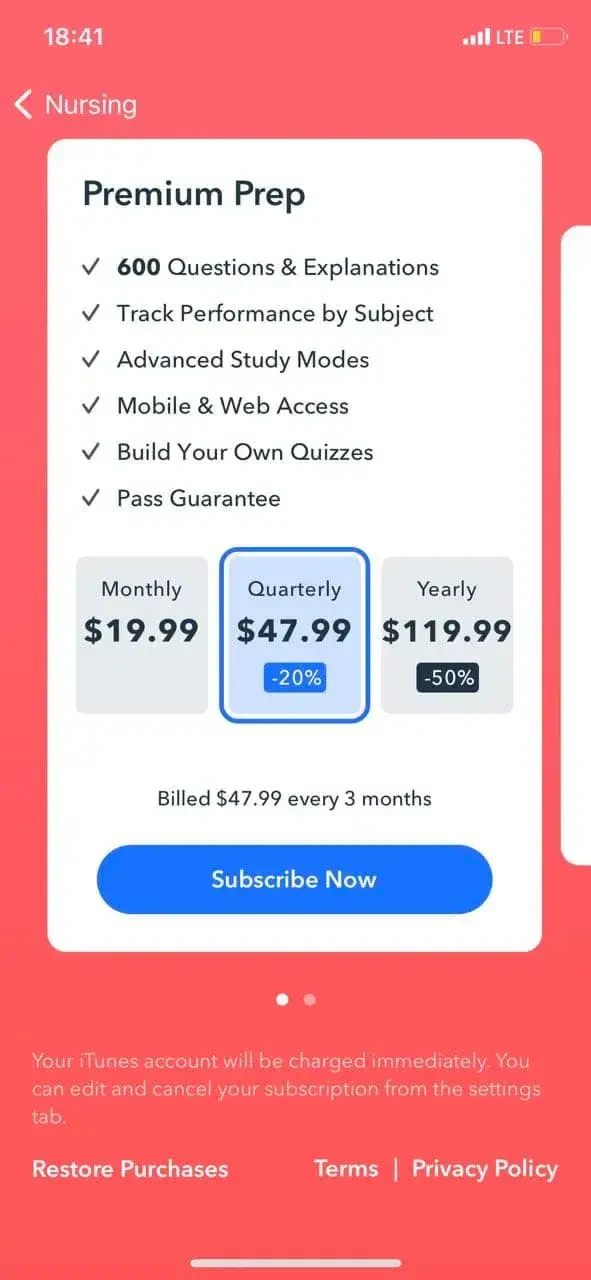 Nursing Pocket Prep paywall screen