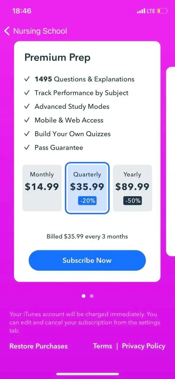 Nursing School Pocket Prep paywall screen