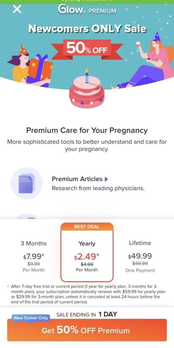Nurture Pregnancy Week paywall screen