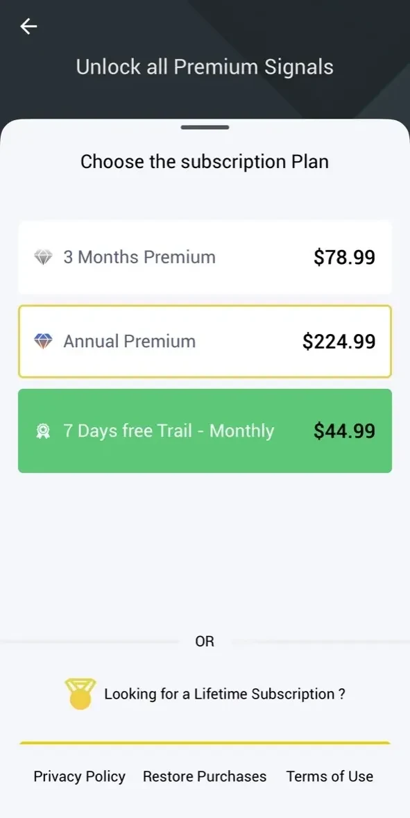 NxGen Crypto paywall screen