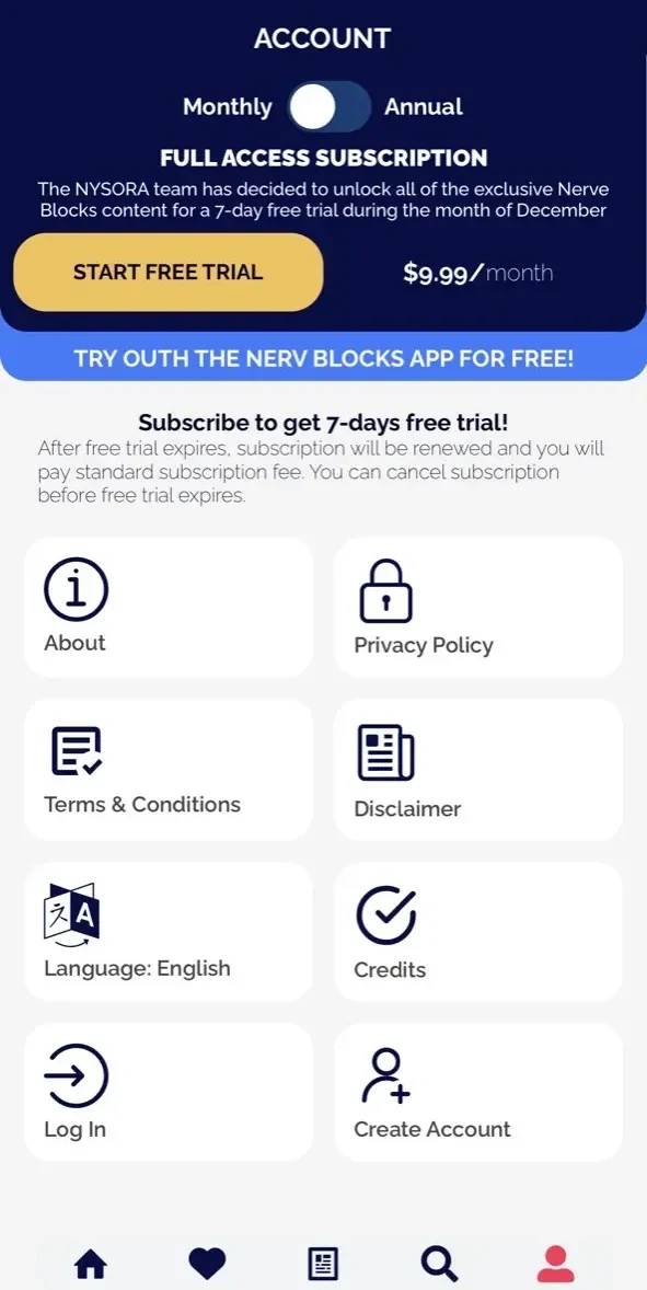 NYSORA Nerve Blocks paywall screen