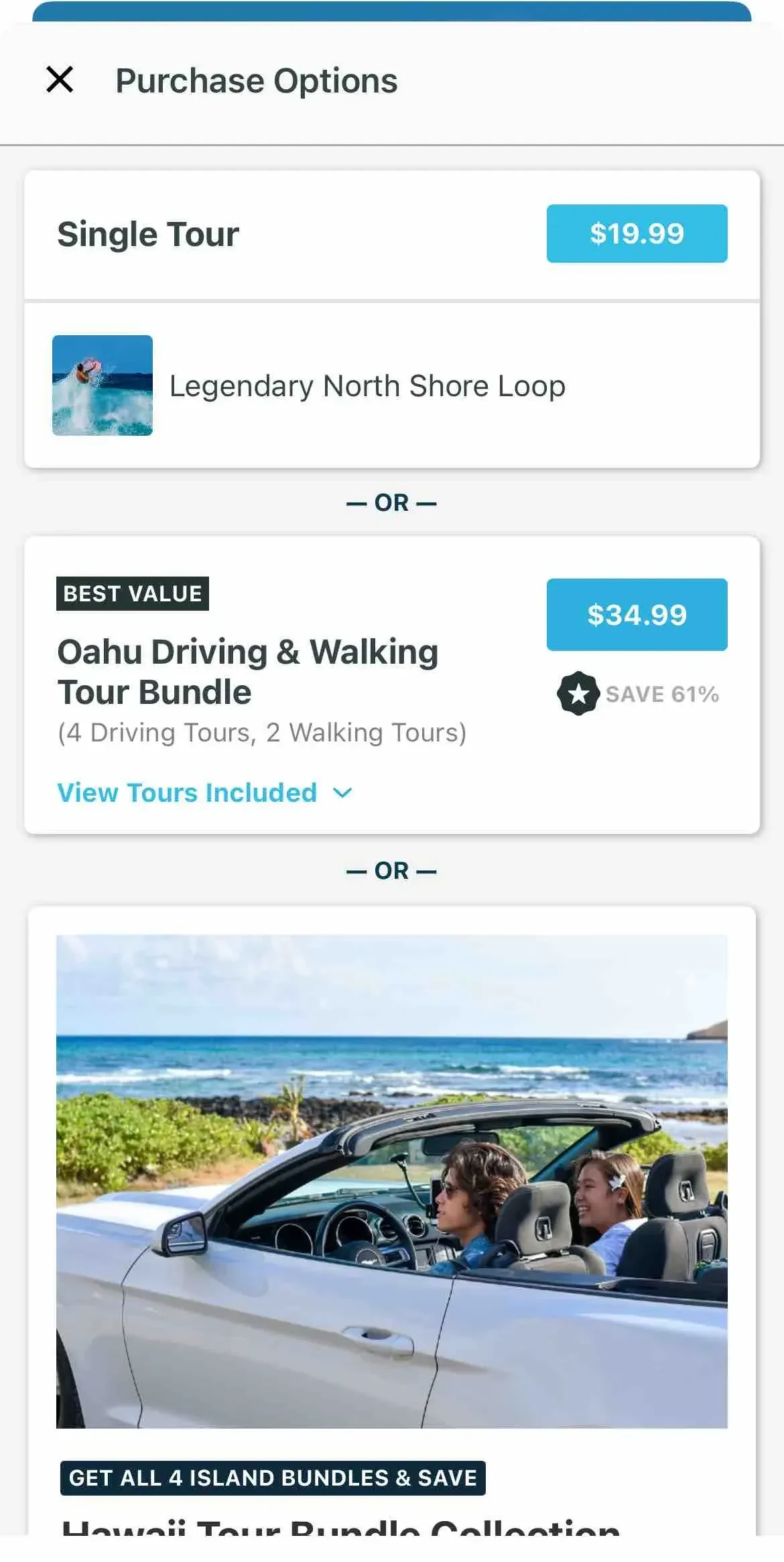 Oahu GPS Audio Tour Guide paywall screen