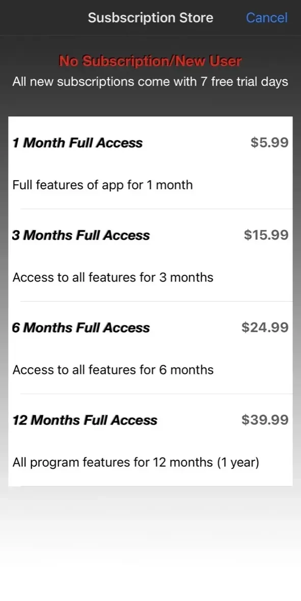 OB Patient Tracker 2 paywall screen