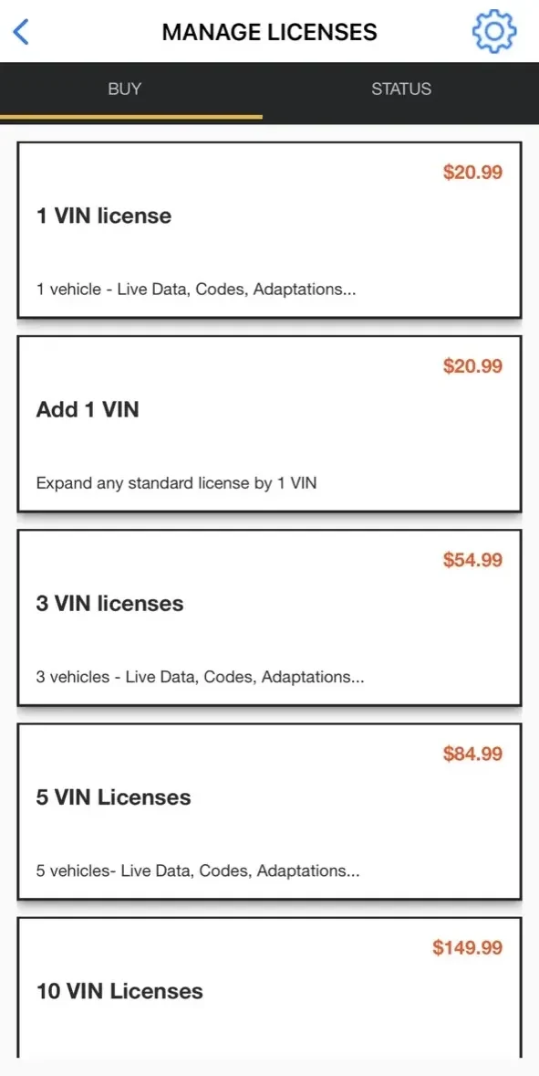 OBD JScan paywall screen