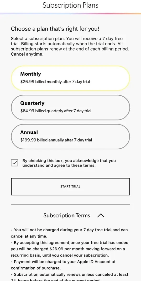 obé paywall screen