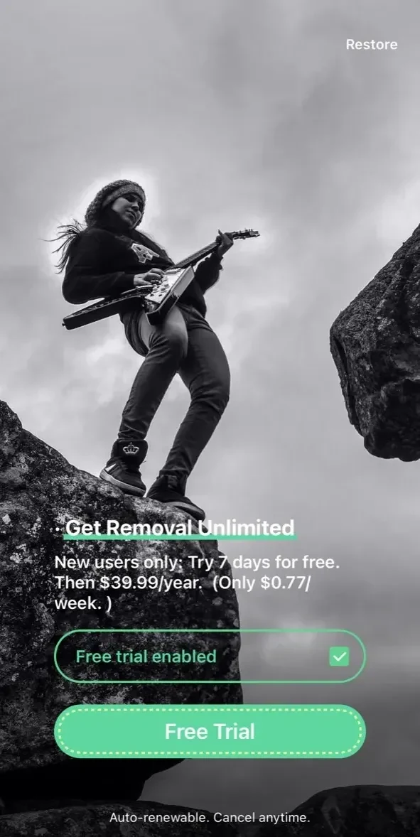 Object Removal AI Retouch Fix paywall screen