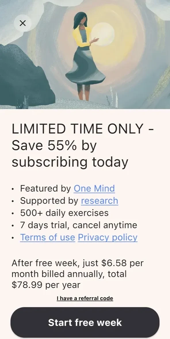OCD.app paywall screen