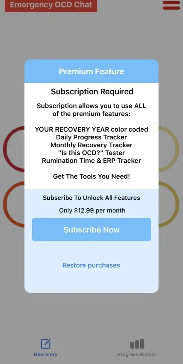 OCD HELP paywall screen
