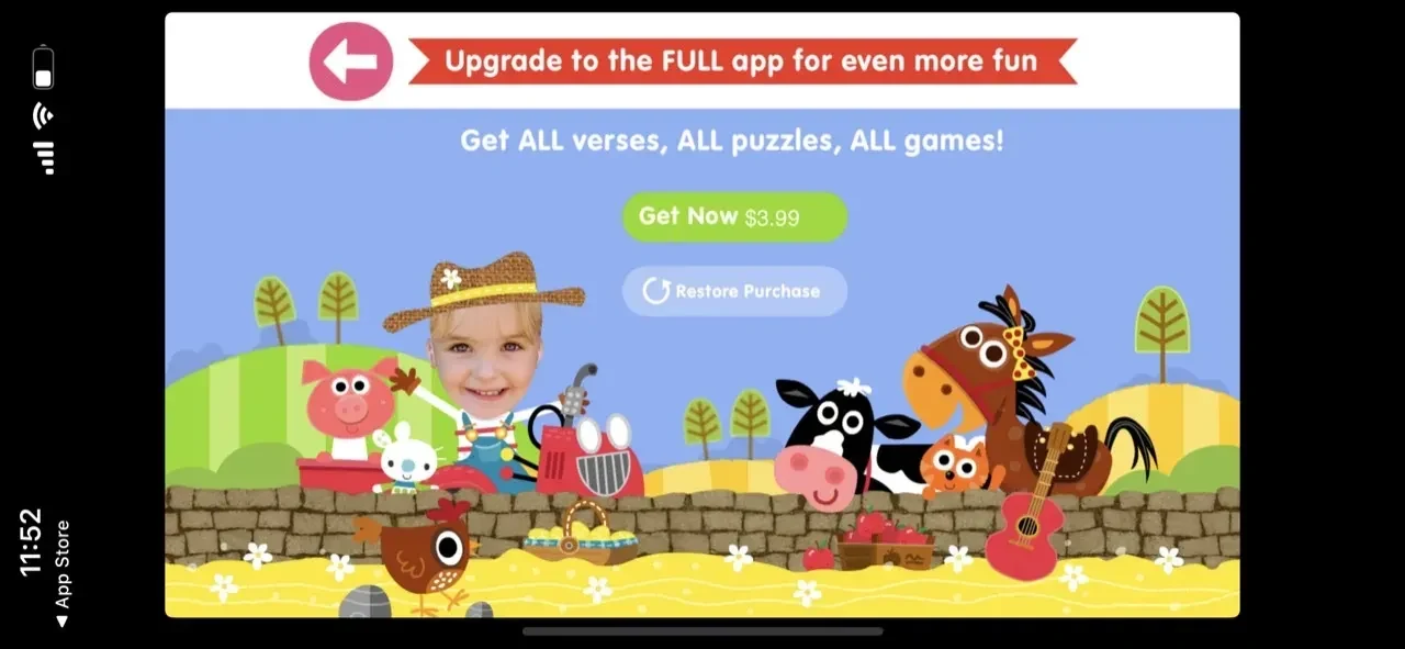 Old MacDonald Had a Farm Song paywall screen
