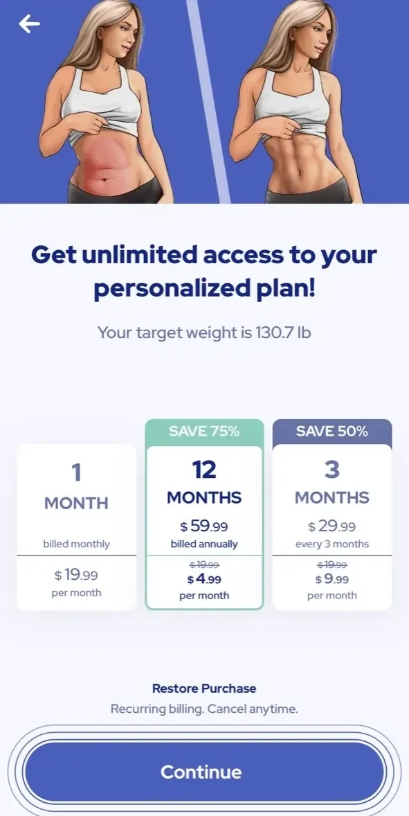 Omo paywall screen