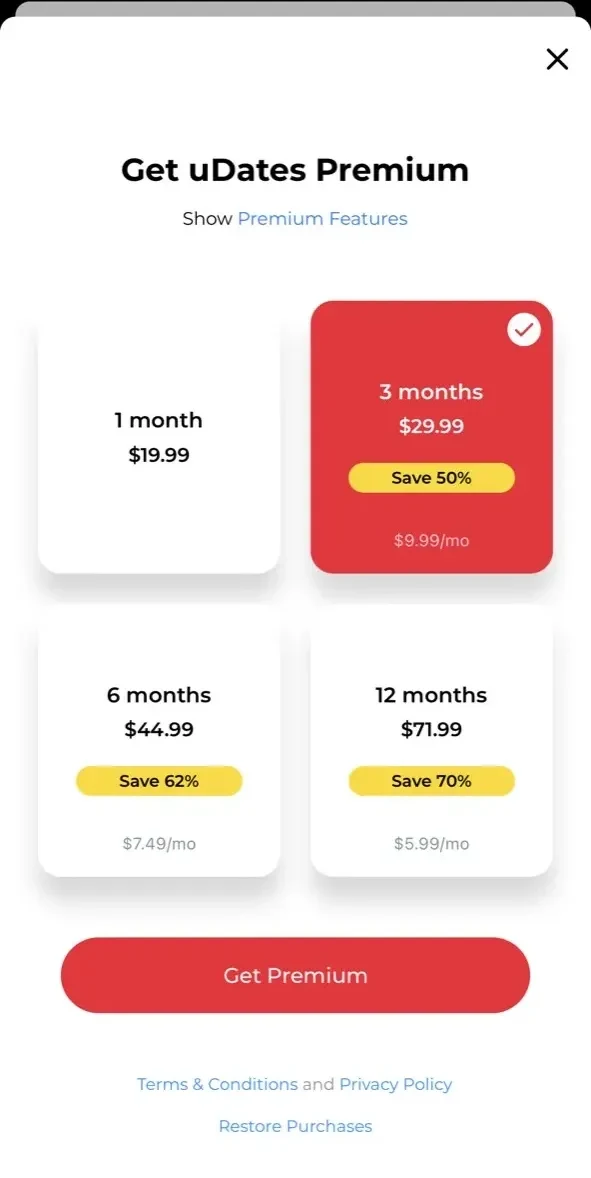 Once paywall screen