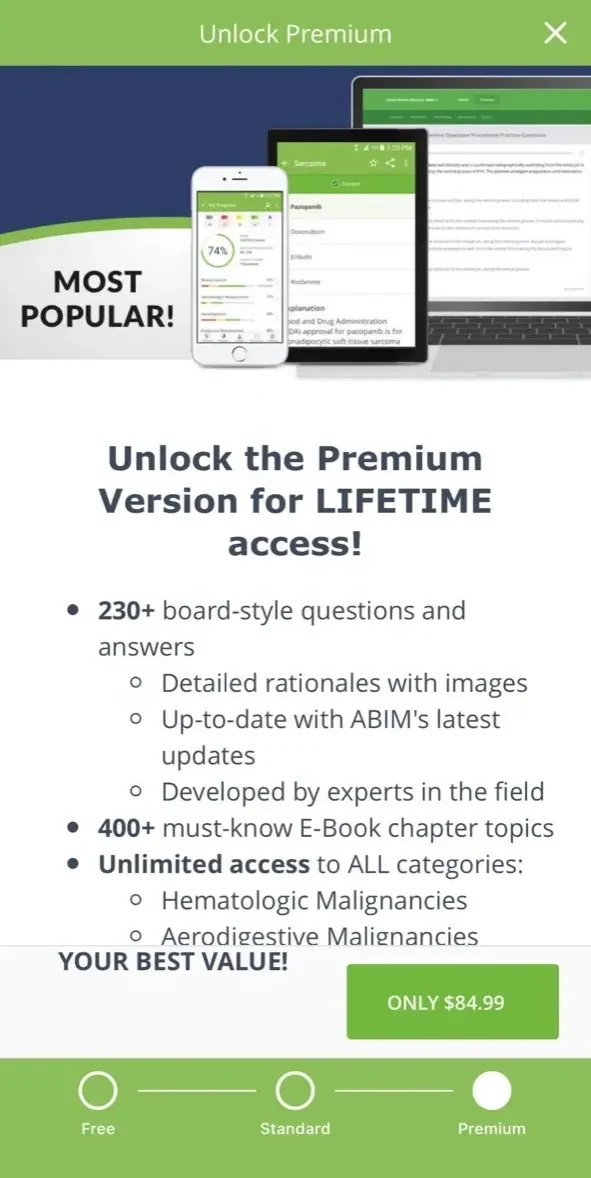 Oncology Board Exam Review paywall screen
