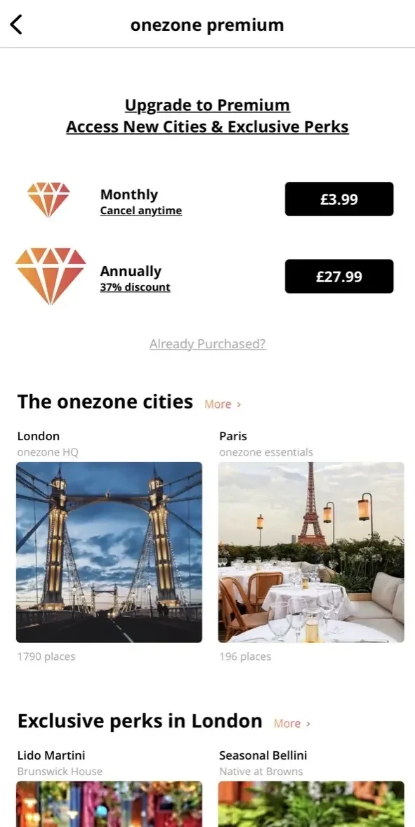 onezone paywall screen