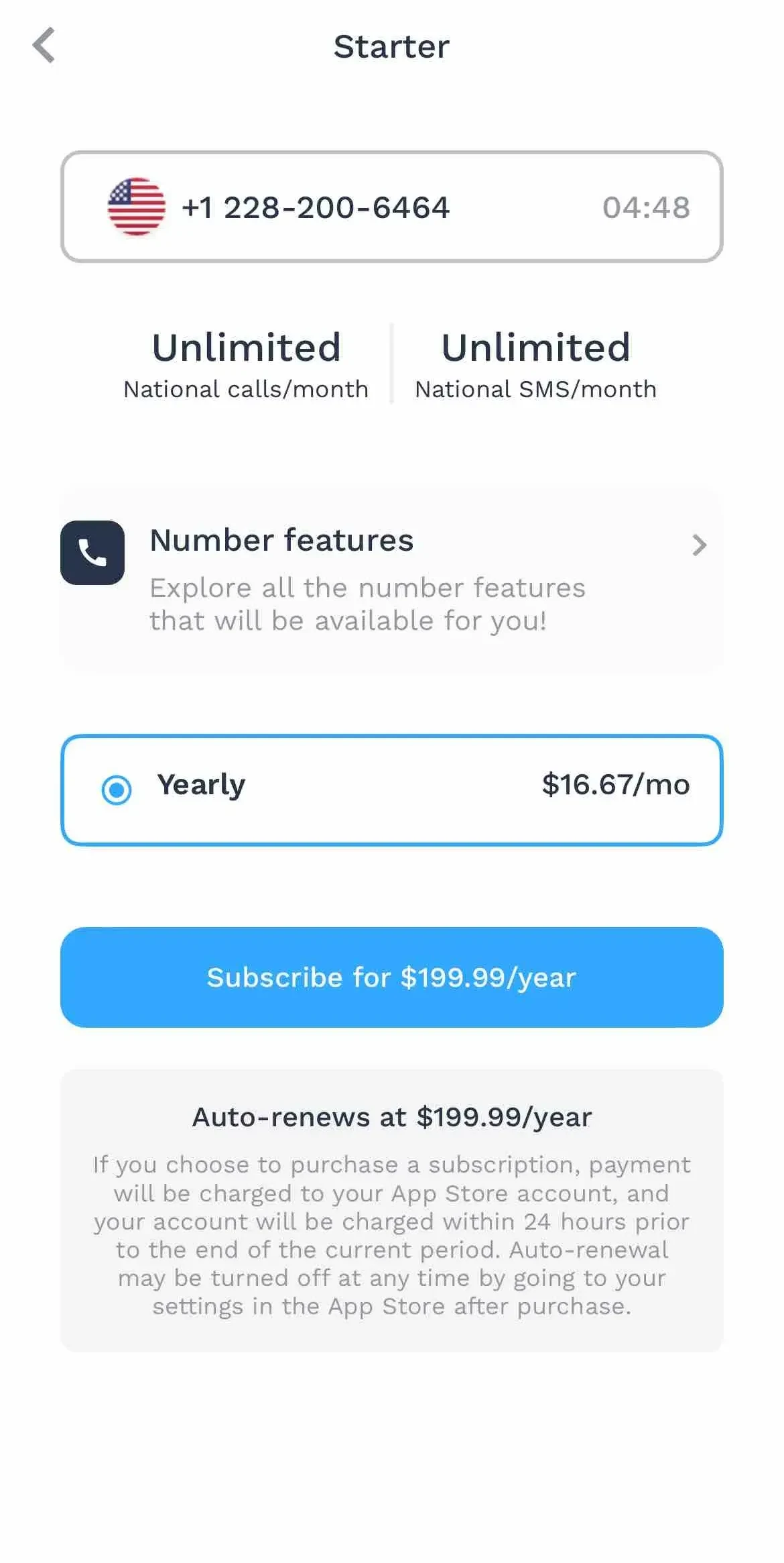 Onoff paywall screen