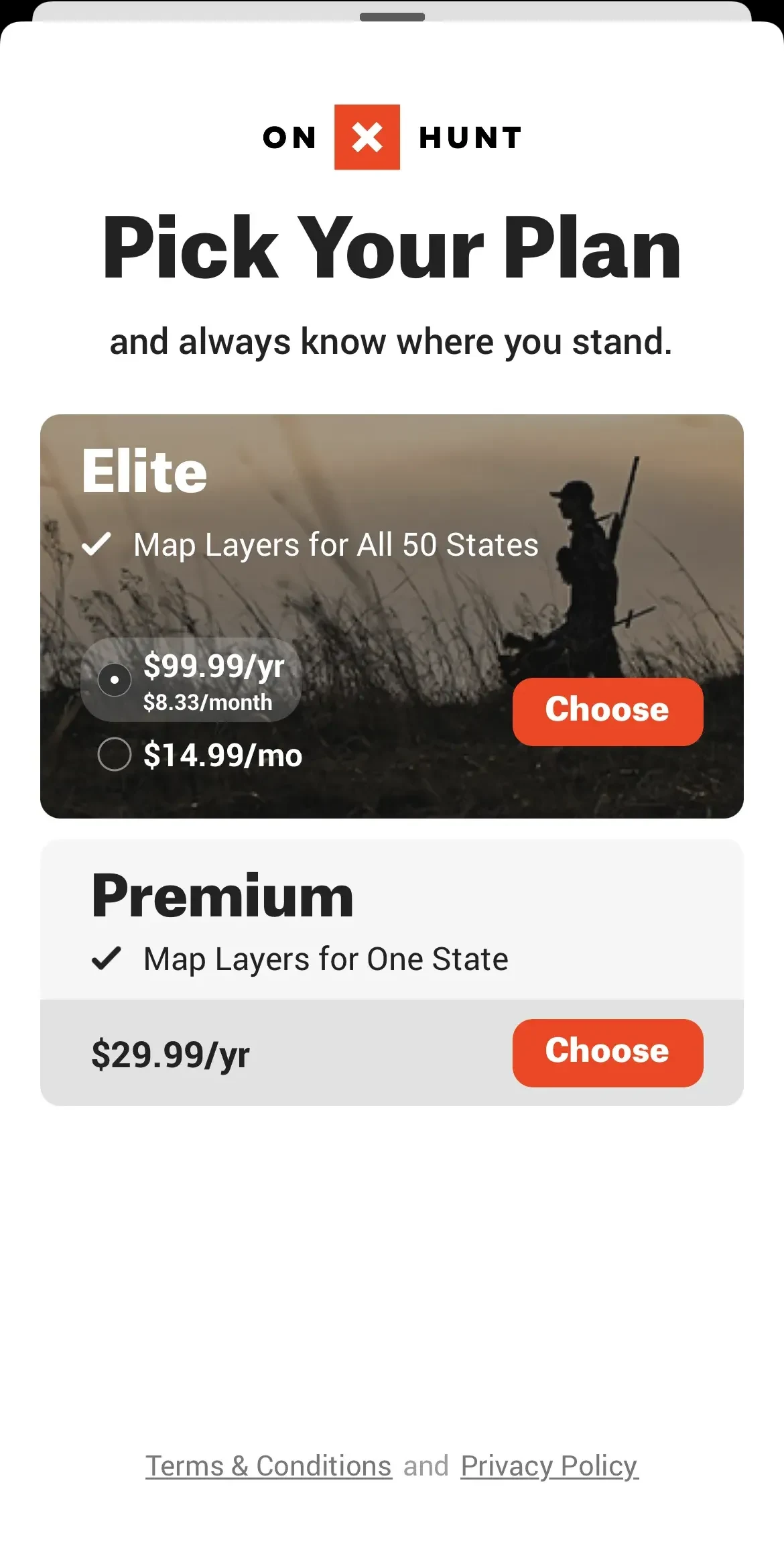 onX Hunt paywall screen