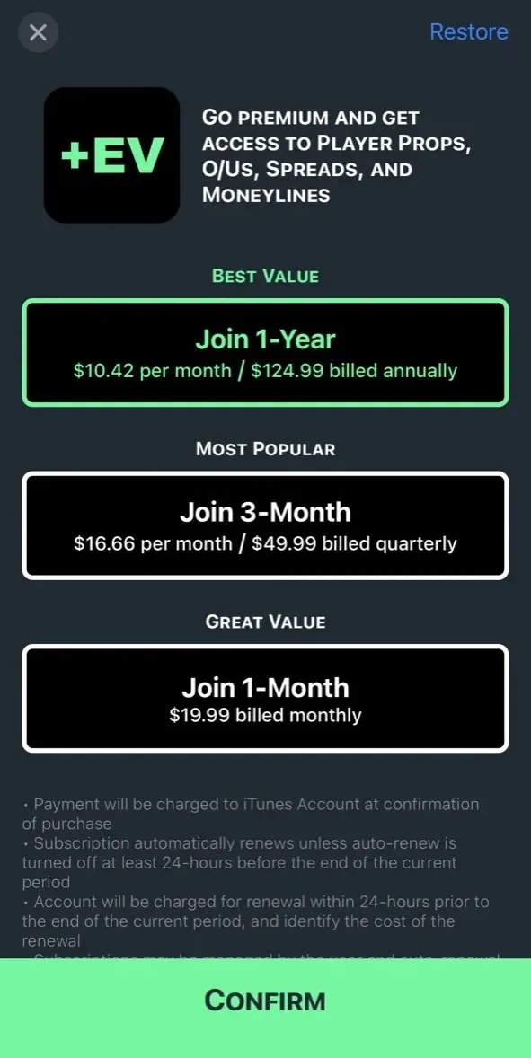 Optimal paywall screen