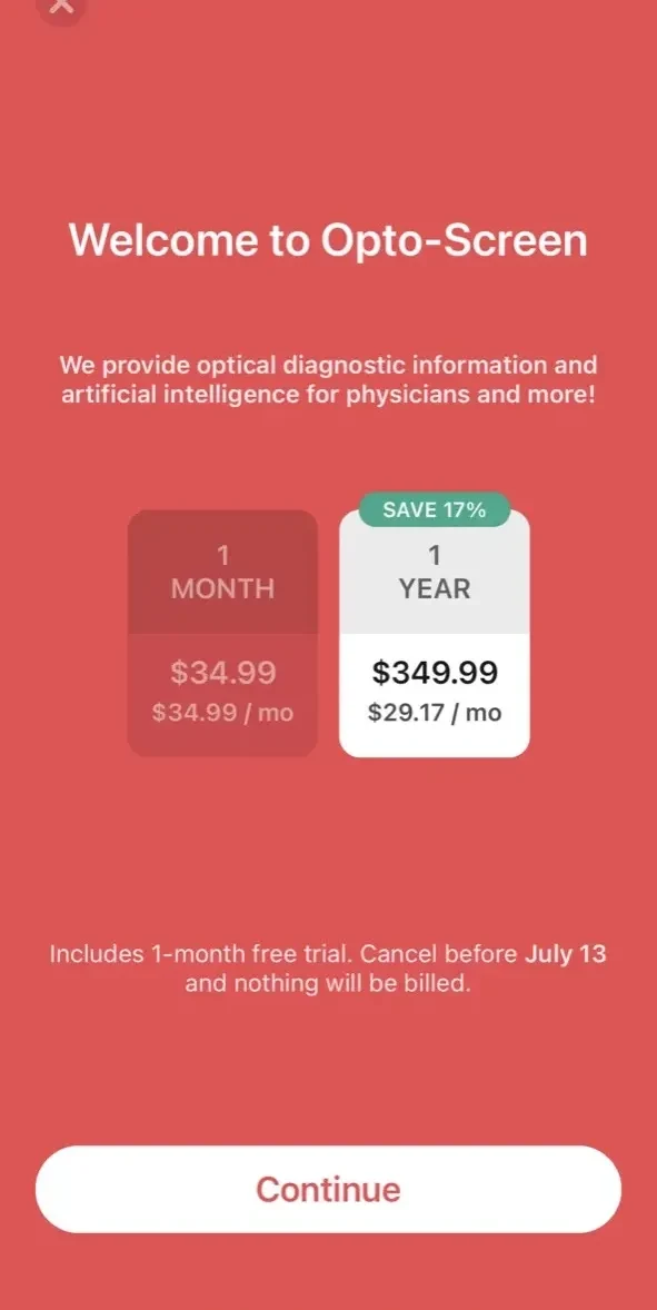 Opto paywall screen