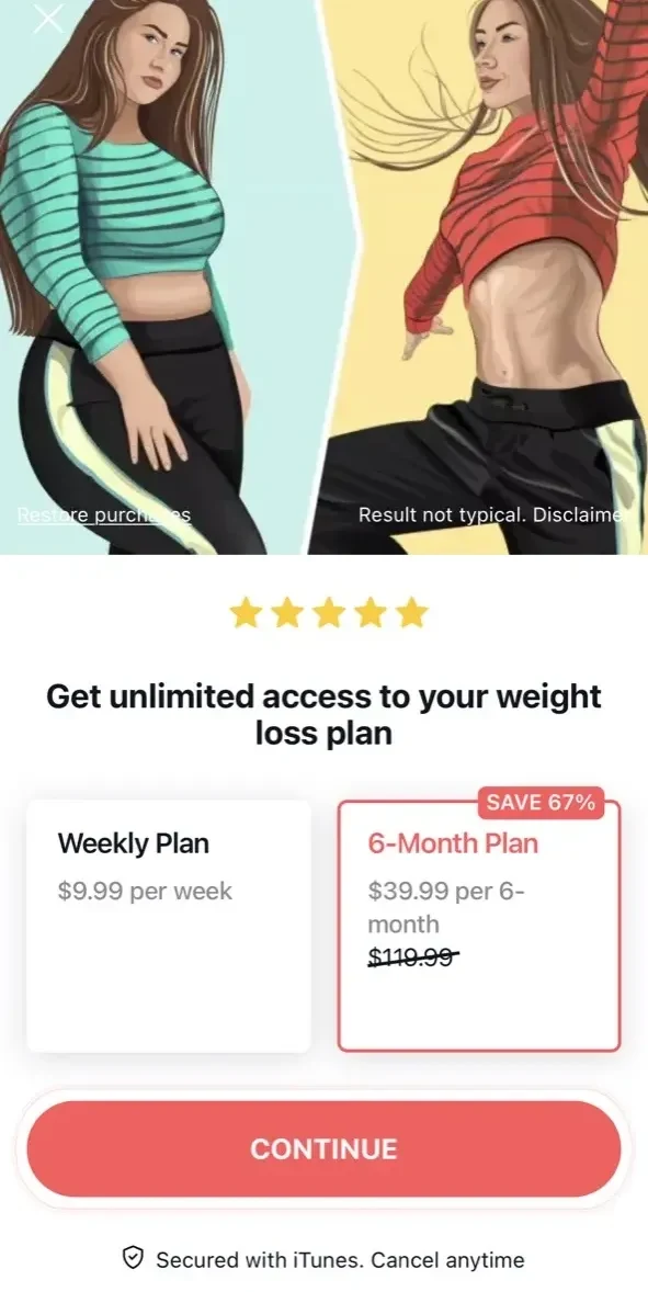 Organic Dance paywall screen