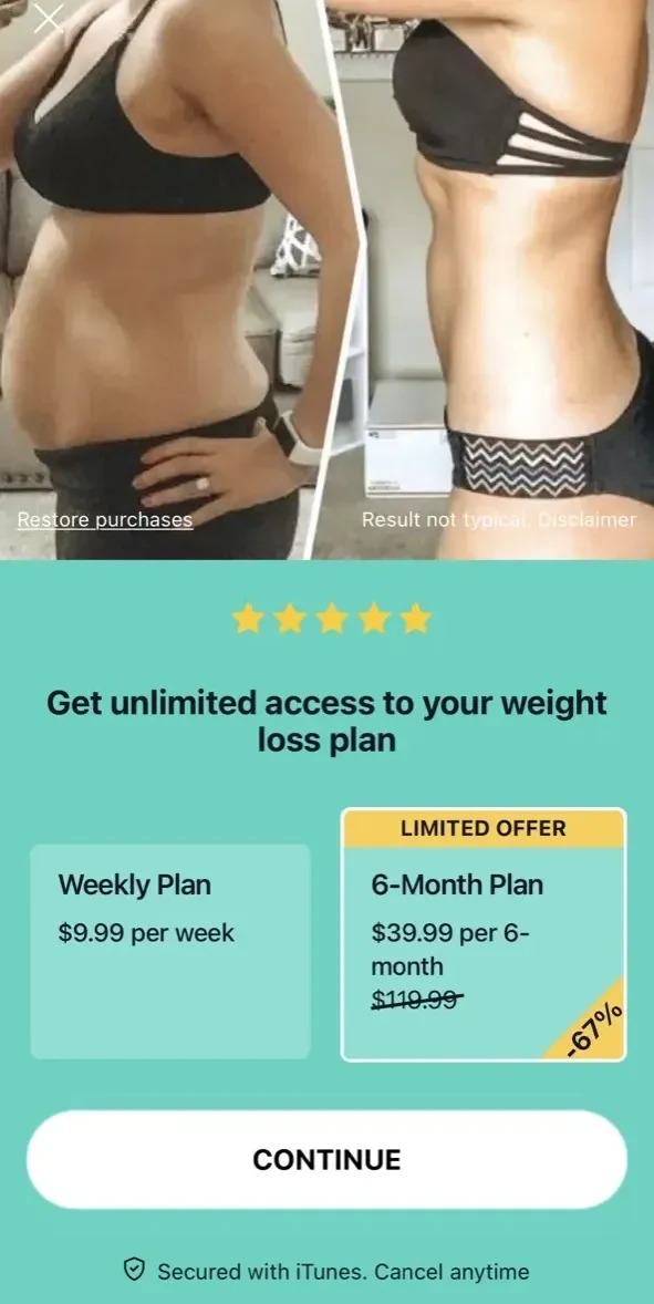 Organic Fit paywall screen