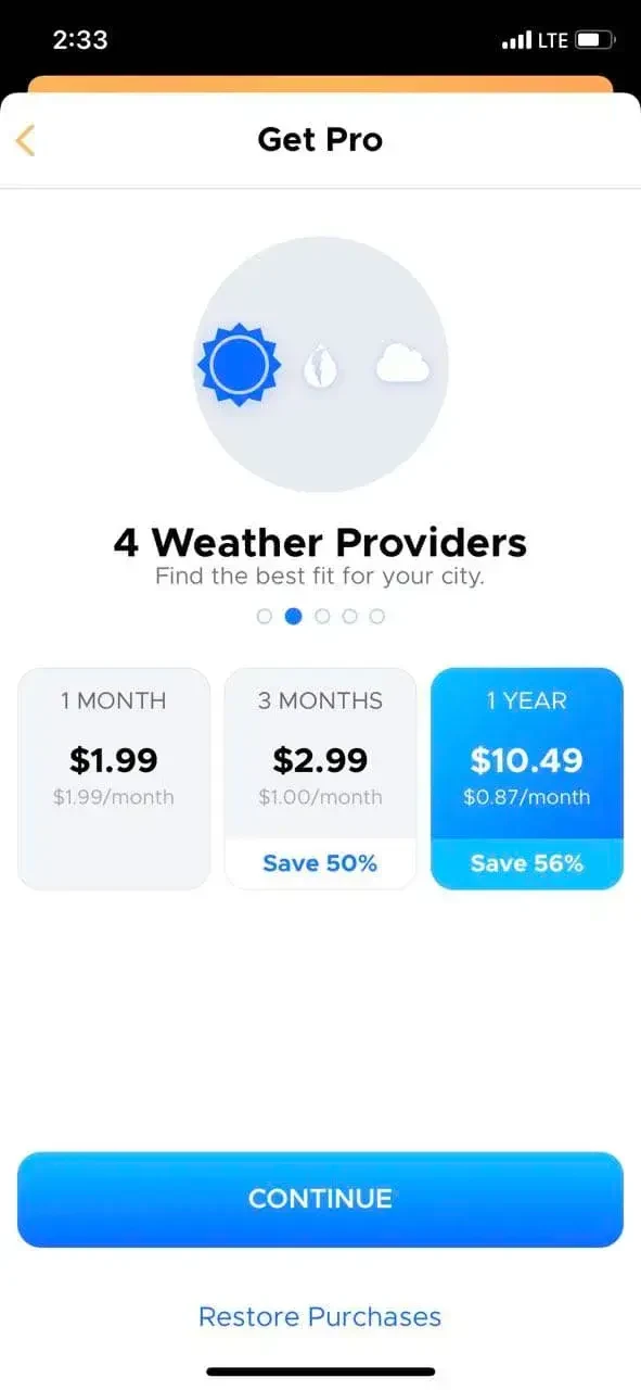 Overdrop paywall screen
