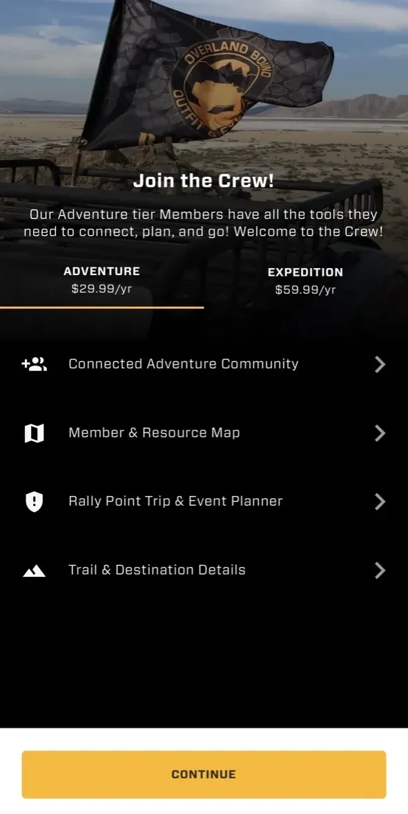 Overland Bound One paywall screen