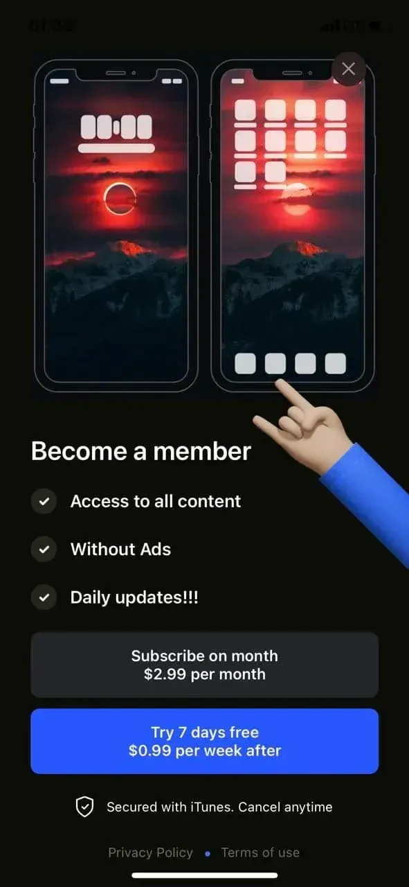 Paired Wallpapers paywall screen