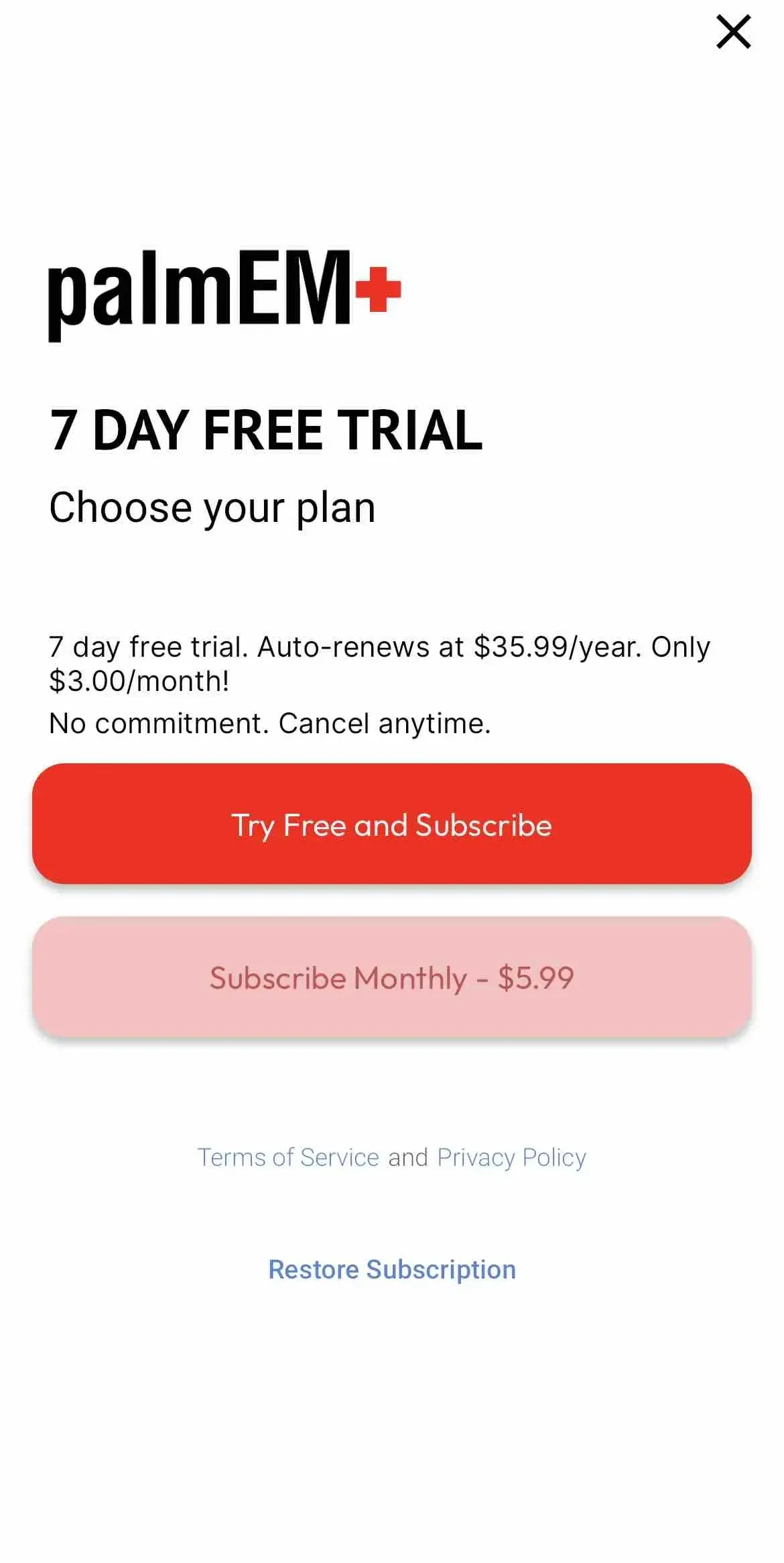 palmEM AI paywall screen