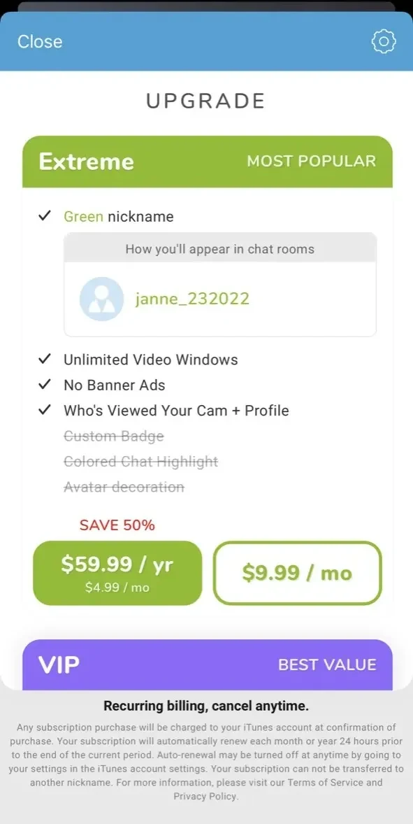 Paltalk paywall screen